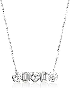 Ross-Simons 1.80 Ct. T.W. Multi-Shaped Cz Necklace In Sterling Silver. 16 Inches