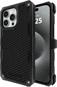 Pelican Shield 6.7" Apple Iphone 15 Pro Max Case - Compatible With Magsafe - 21FT MIL-STD Drop Protection - Magnetic Charging Phone Cases For Iphone 15 Pro Max With Belt Clip Holster Kickstand - Black