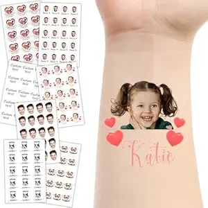Custom Temporary Tattoo Personalized Face Tattoos With Photo Name Logo Text Customized Tattoo Sticker For Women Men Gift Birthday Party Wedding Xmas Graduation Decor