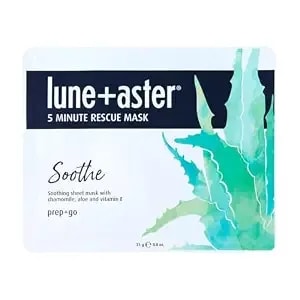 Lune+Aster 5 Minute Rescue Mask - Soothe - Sheet Mask For Stressed Skin With Chamomile, Aloe & Vitamin E - 100% Coconut Fiber - Naturally Cooling - Perfect For Flights & Self-Care - Made In Korea