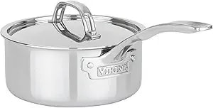 Viking Pureglide Pro 3-Ply Nonstick Sauce Pan, Made Without Pfas, 2-Quart Induction Cooking Pot With Lid, Metal Utensil Safe Titanium Nonstick Surface, Oven Safe To 600f