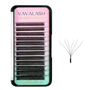 Vavalash W-Shaped Eyelash Extension 6d Premade Fans 0.07 M Curl Volume Lash Extensions Easy Fanning Lashes Matte Black Volume Premade W Lashes(W Shaped-6d-0.07-M-8-15mm）