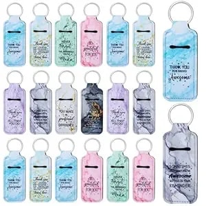 Ecation 72 Pcs Lipstick Holder Bulk Lipstick Holder Keychain Thank You Inspirational Lip Gloss Pouch Portable(Marble Colors)