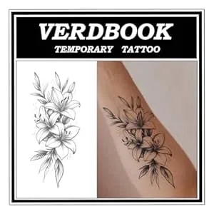 Waterproof Temporary Tattoos: 2-Sheet Tattoo Kit With Realistic Body Stickers, Semi-Permanent Tattoos For Adults Lasting 7-15 Days – Safe For Men & Women, Lily Tower