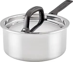 Kitchenaid 5-Ply Clad Stainless Steel Induction Sauce Pan With Lid, 1.5 Quart - Polished Stainless Steel