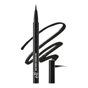 E.L.F. h2o Proof Eyeliner Pen, Felt Tip, Waterproof, Long-Lasting, High-Pigmented Liner For Bold Looks, Vegan & Cruelty-Free, Jet Black. 0.02 Fl Oz