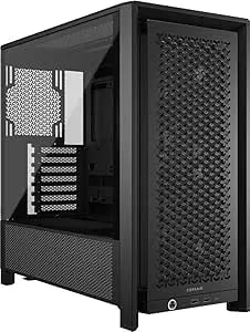 Corsair 4000D RS Frame Modular High Airflow Mid-Tower PC Case – 3X RS Fans – Infinirail Mounting System – Fits Multiple 360mm Radiators – Reverse Connector Motherboard Compatible – Black