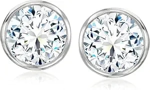 Ross-Simons 4.00 Ct. T.W. Bezel-Set Cz Stud Earrings In Sterling Silver