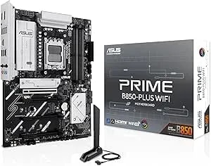 Asus Prime b850-Plus Wifi Amd am5 Amd b850 Atx Motherboard, ddr5, Pcie 5.0 Ready, 3x M.2, Wi-Fi 6e, 2.5gb Lan, Displayport, Hdmi™, Usb 10gbps Type-A & Type-C®, Bios Flashback™, Aura Sync, Ai Advisor