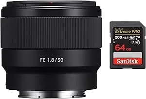 Sony Fe 50mm F/1.8 Lens Bundle With 64gb Memory Card (2 Items)