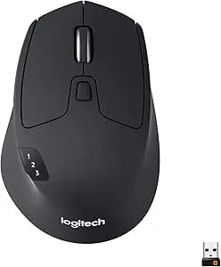 Logitech M720 Triathlon Multi-Device Wireless Mouse, Bluetooth, USB Unifying Receiver, 1000 DPI, 6 Programmable Buttons, 2-Year Battery, Compatible With Laptop, PC, Mac, Ipados - Black