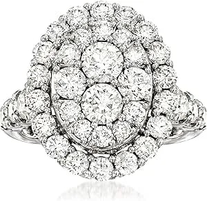 Ross-Simons 3.50 Ct. T.W. Diamond Cluster Oval Ring In 14kt White Gold