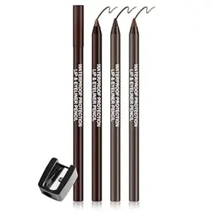 Ownest 3colors Matte & Metallic Brown Gel Eyeliner Pen，Metallic-Finish Eyeliner Pencil Set For Women， Professional Eye Makeup Set - Colorful Eye Liner With Sharpener