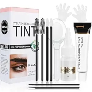 Eyelash And Eyebrow Color Kit 2-In-1, Safe Easy Use & Salon At Home, Wild & Natural Effect For Eyebrows Lashes, Professional Instant Lash Brow Coloring Set 7ml (Black)