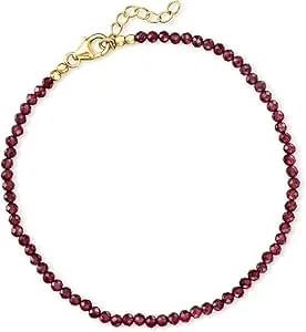 Ross-Simons 18.00 Ct. T.W. Garnet Bead Anklet With 18kt Gold Over Sterling. 9 Inches