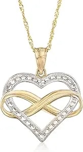 Ross-Simons 14kt 2-Tone Gold Diamond-Cut Infinity Heart Pendant Necklace