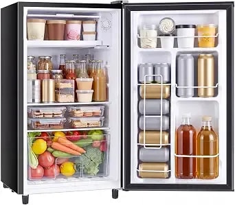 Dumos 3.2 Cu.Ft Mini Fridge With Freezer, Single Door Refrigerator With Adjustable Thermostat, Compact Small Fridge For Bedroom, Office, Dorm, Black, Single Door
