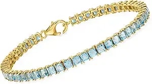 Ross-Simons 9.50 Ct. T.W. Sky Blue Topaz Tennis Bracelet In 18kt Gold Over Sterling