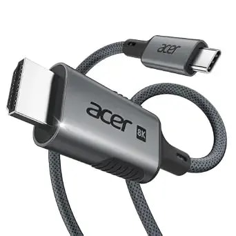 Acer Usb C To Hdmi 2.1 Cable 6.6ft (8k@60hz 4k@240hz) Unidirectional - Typec To Hdmi Braided Cord With 48gbps, Hdr, hdcp2.3, Thunderbolt 3/4/5 Compatible For Macbook, Xps, Iphone 17, Ipad, Surface