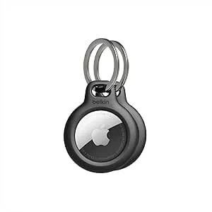 Belkin Apple Airtag Secure Holder With Key Ring - Durable Scratch Resistant Case With Open Face & Raised Edges - Protective Airtag Keychain Accessory For Keys, Pets, Luggage, Backpacks -2 Count Black