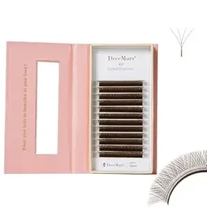 Decemars 4d W Shape Eyelash Extensions 0.07mm C Curl 9mm Premade Fans Handmade Eye Lashes Natural Soft Volume Easy Fanning False Lashes For Professional Salon Use Brown (4d-0.07-C-9mm)