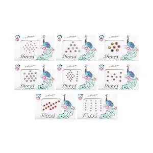 Bindi Pack Of 8 Crystal Designer Jewel For Forehead Face Tikka Multicolored Bindiya Stickers Adhesive Stone Indian Traditional Mothers Day Mom Gifts Bindi Tattoos Women Girls Bride Return Gifts