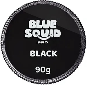 Blue Squid Pro Face Paint - Professional Water Based Single Cake Facepaint & Body Paints - Sfx Makeup, Kids Adults Face Painting For Costume, Halloween, Cosplay - Classic Black 90g / 3oz