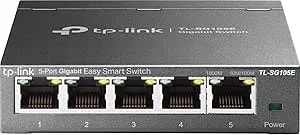 TP-Link 5-Port Gigabit Ethernet Easy Smart Switch - Plug And Play - Desktop - Sturdy Metal W/Shielded Ports - Limited Lifetime Replacement (TL-SG105E), Black…