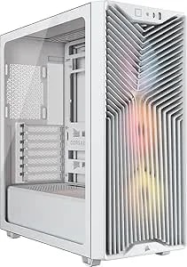 Corsair 3200d Rs Argb Mid-Tower Pc Case – 3x rs120 Argb Pwm Fans Included, Gpu Anti-Sag Stabilization Arm, Asus Btf, Msi Project Zero, Gigabyte Project Stealth – White