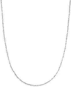 Ross-Simons Italian 1mm 14kt White Gold Twisted Sparkle Chain Necklace, Necklace For Women, Gold Jewelry, Christmas, Birthday Gift