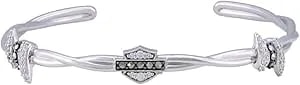 Harley-Davidson Women'S Bling Barb Wire Cuff Bracelet, Sterling Silver hdb0432