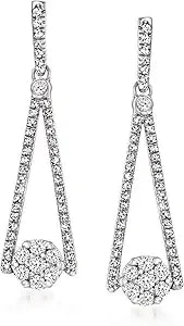 Ross-Simons 0.50 Ct. T.W. Diamond Cluster Drop Earrings In Sterling Silver