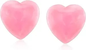 Ross-Simons Pink Jade Heart Earrings In 18kt Gold Over Sterling