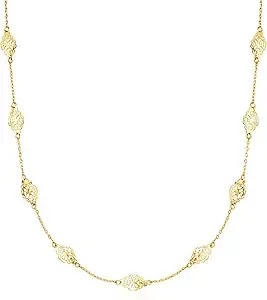 Ross-Simons Italian 14kt Yellow Gold Navette Station Necklace. 18 Inches