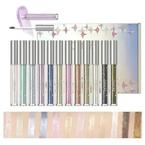 Roseflower 12pcs Diamond Glow Liquid Eye Shadow Stick Set, Long Lasting Eyeshadow Pencil Crayon, Metals Glitter Shimmer Eyeliners Waterproof Sparkling Eye Shadow Set - 002