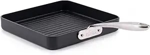 All-Clad ha1 Expert Hard Anodized Nonstick Square Grill Pan For Stovetop 11x11 Inch Oven-Safe Up To 500°F, Grilling, Professional Cookware, Dishwasher-Friendly, Oven-Safe Up To 500°F, Black