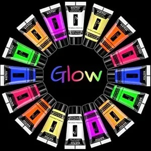 Newway Luminous Neon Face & Body Paint Glow In The Dark Party Supplies Makeup Cream Paint Light For Halloween Christmas 8 Color 0.7 Fl Oz X 16 Tubes