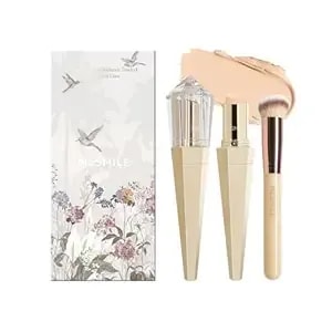Foundation Stick With Brush, 6 Color Matching - Dark Deep Skin Tones, Medium To Full Coverage, Portable Cream Stick, Mature Skin