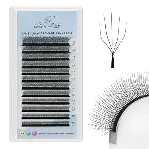 5d W Lash Camellia 0.07c Curl 8-15mm Mix Premade Fans Eyelash Extension Natural Soft Matte Professional Salon Use(5d,0.07c,8-15mm)