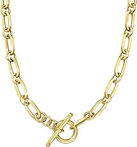 Ross-Simons Italian 18kt Gold Over Sterling Paper Clip Link Necklace, Silver Necklace For Women, Silver Jewelry, Christmas, Birthday Gift