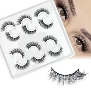 Miss Kiss 6 Pairs Lashes, Cat Eye Natural Look Volume Spike Lash, Soft Fluffy Faux Mink Eyelashes, Wispy Manga Russian C Curl Eye Lash, 3d False Lashes Strip 12 Mm