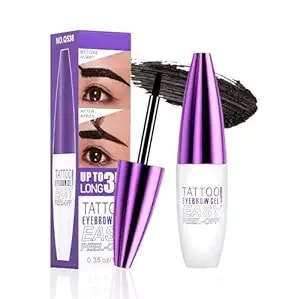 Peel Off Eyebrow Tint - Long-Wearing & Waterproof Eyebrow Tattoo, Easy Peel Off Eyebrow Gel, Create Fuller & Defined Brows Makeup For All Skin Types, 1 Pack (04 Black)