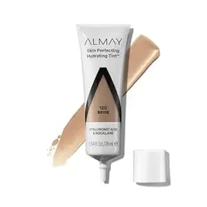 Almay Hydrating Liquid Foundation Tint, Lightweight With Light Coverage, Naturally Dewy Finish, Hypoallergenic, Dermatologist Testedfragrance Free, 120 Beige, 0.94 Fl Oz.