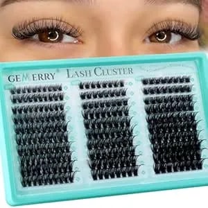 Gemerry Eyelash Clusters Soft & Lightweight, Lash Clusters D Curl Wispy, Diy Individual Lashes Extension Thin Band Cluster Eyelashes Extensions(60d+80d+100d,8-16mm)