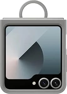 Samsung Galaxy Z Flip 7 Fe, Flip 6 Silicone Phone Case, Protective Cover With Built-In Ring, Nonslip Grip, Slim, Soft, Comfortable Design, Us Version, Gray