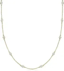 Ross-Simons 1.00 Ct. T.W. Bezel-Set Cz Station Necklace In 18kt Gold Over Sterling