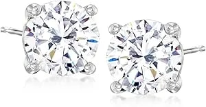Ross-Simons Round Cz Stud Earrings In 14kt White Gold