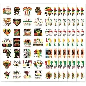 Black History Month Temporary Tattoos - 280 African Afro Americans Tattoo Decorations, Party Favor Supplies, Black History Month Stickers For Men Women(8 Sheet)