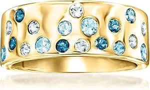 Ross-Simons 0.70 Ct. T.W. Tonal Blue Topaz Ring In 18kt Gold Over Sterling