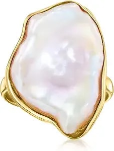 Ross-Simons 20-22mm Cultured Keshi Pearl Ring In 18kt Gold Over Sterling. Size 7